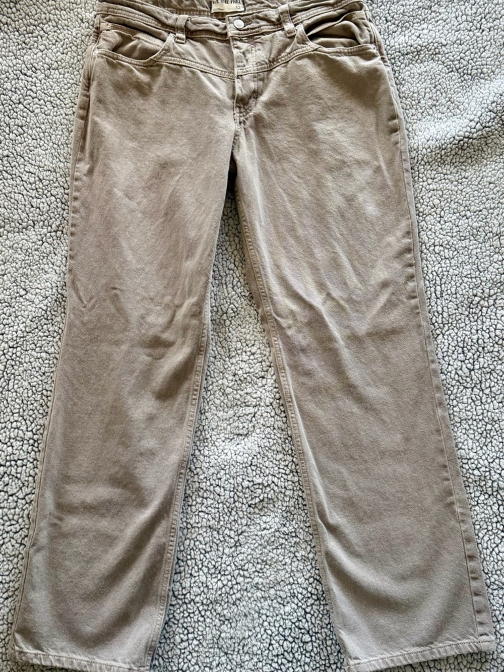 We The Free Women's Straight-Leg Jeans in Light Taupe